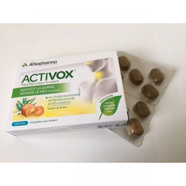 ACTIVOX Pastilles Coeur Fondant Sans Sucre Arôme Menthol - Complément Alimentaire avec Edulcorants p