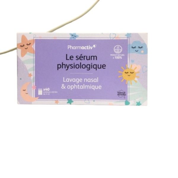 PHARMACTIV Le Sérum Physiologique 40 Unidoses de 5ml - Lavage Nasal et Ophtalmique