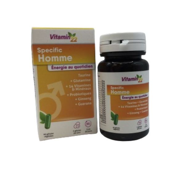 VITAMIN'22 Specific Homme 60 Gélules - Action Fortifiante, Anti Fatigue